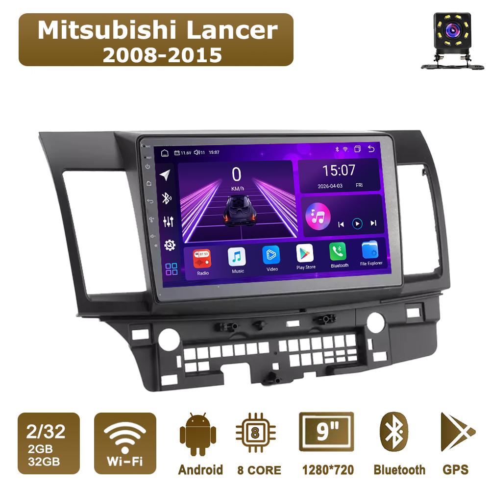 Автомобильная магнитола Android Car-Play для Mitsubishi Lancer 2008-2015 Мультимедийный плеер Головное устройство Стерео Навигация GPS BT WIFI, 8 ЯДЕР, 2+32 ГБ