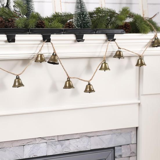 Набор из 12 шт. рождественских колокольчиков с джутовой веревкой, набор для изготовления своими руками музыкальной подвески, деревенский металлический декор для праздника