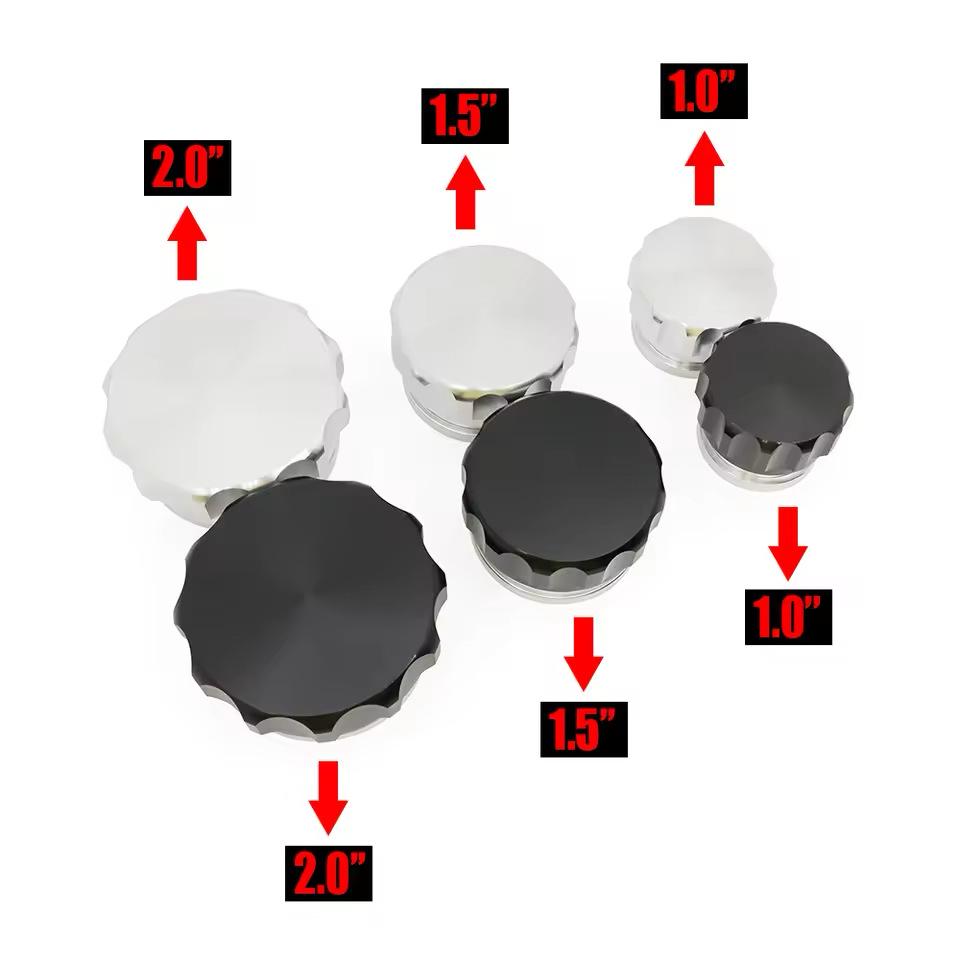 Черно-серебристые алюминиевые крышки топливного и водяного баков для модификации автомобиля: 1, 1,5, 2 дюйма