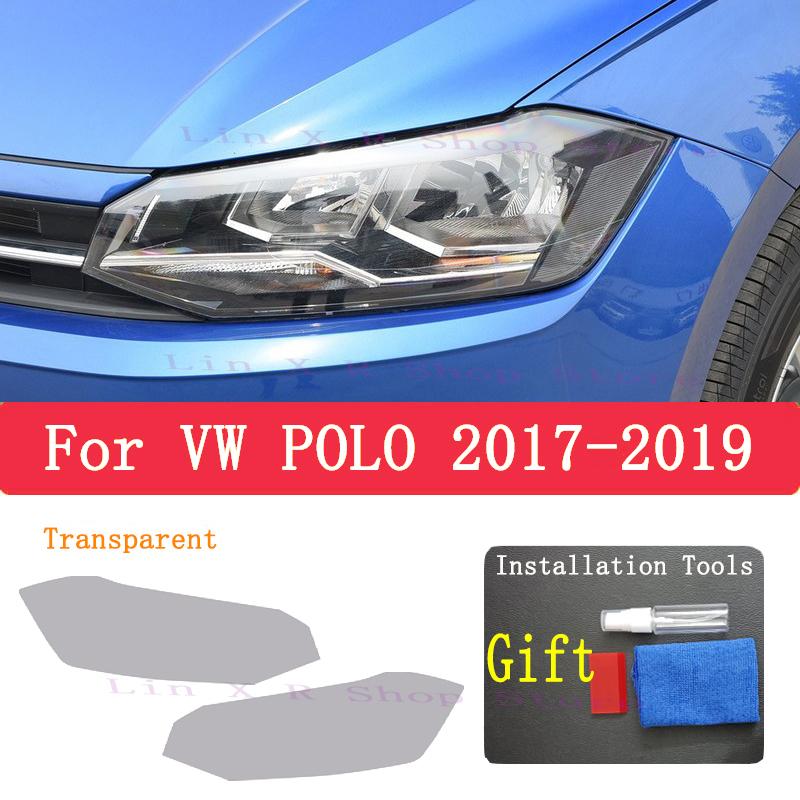 Для Volkswagen VW POLO 2016-Аксессуары 2 шт. Защитная пленка для фар автомобиля Восстановление фар Прозрачная черная ТПУ наклейка