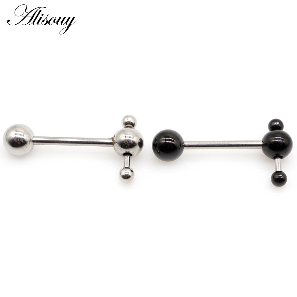 Alisouy 1 шт. скользящий конусный шар из нержавеющей стали штанга для пирсинга языка нить унисекс 14 г губные кольца для губ ювелирные изделия для тела