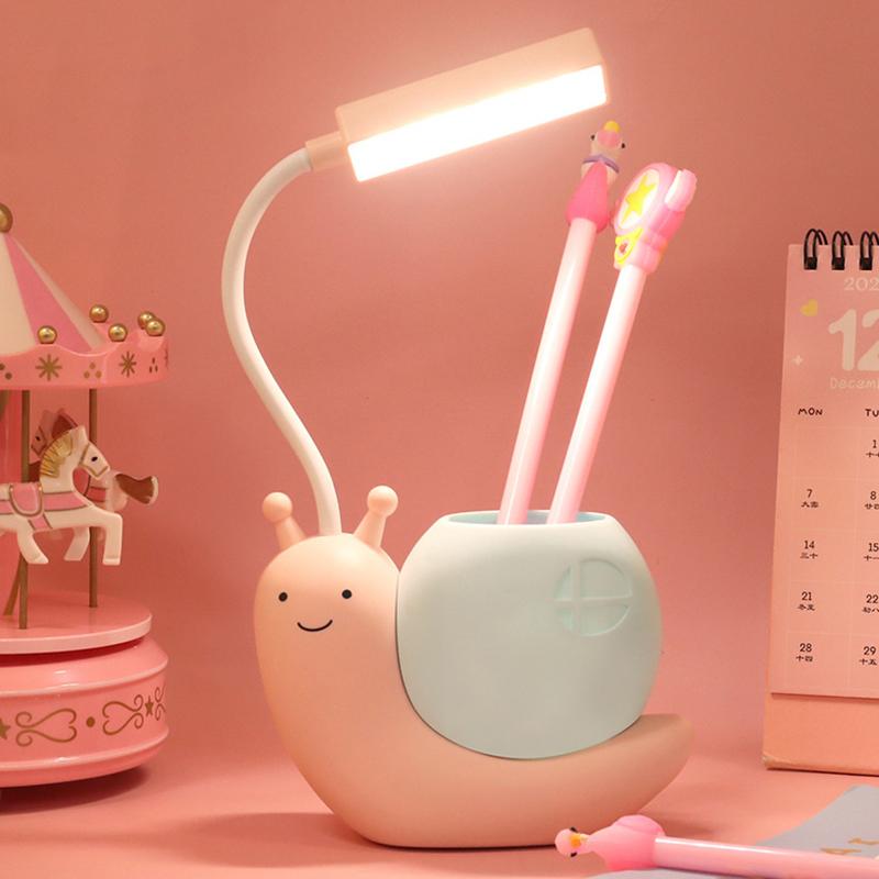 2-в-1 держатель для ручек с зарядкой в виде улитки, настольная лампа, складная защита для глаз от USB, ночник для спальни, ночник для чтения