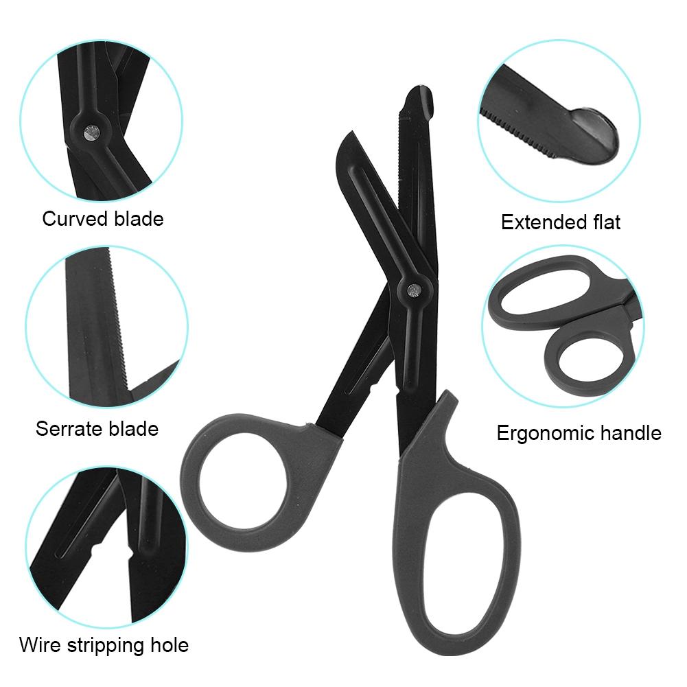 EMT First Aid Trauma Shears Stainless Steel Emergency Military Rescue Scissors (Black)