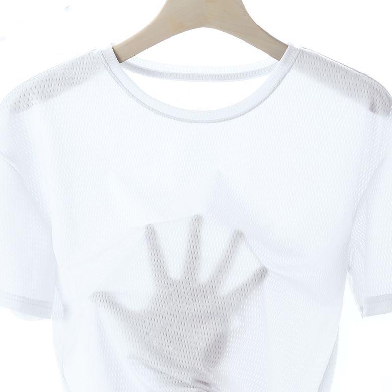 Мужская быстросохнущая сетчатая спортивная футболка Ice Silk с принтом — круглый вырез, короткий рукав, летний выпуск 2024 г.