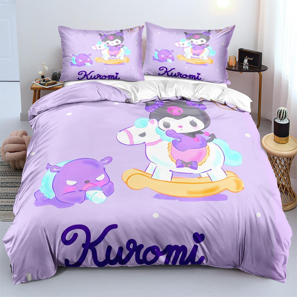 Sanrio Cinnamoroll Kuromi Комплекты постельного белья Мультяжное одеяло Покрывало на кровать Пододеяльник Наволочка Наборы из 2-3 предметов для детей и взрослых