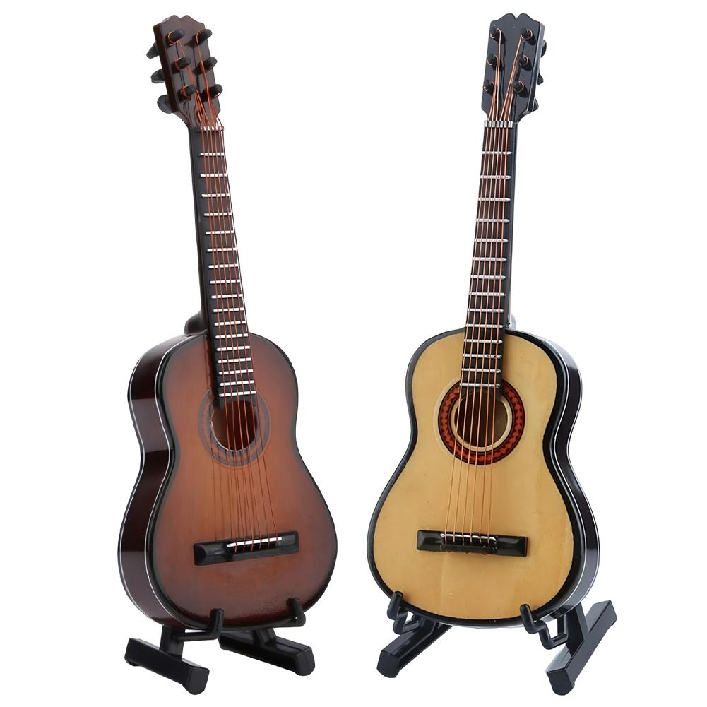 Mini Classical Guitar with Support Miniature Musical Instrument Wooden Decorative Ornament for Home Decor Display Ornament