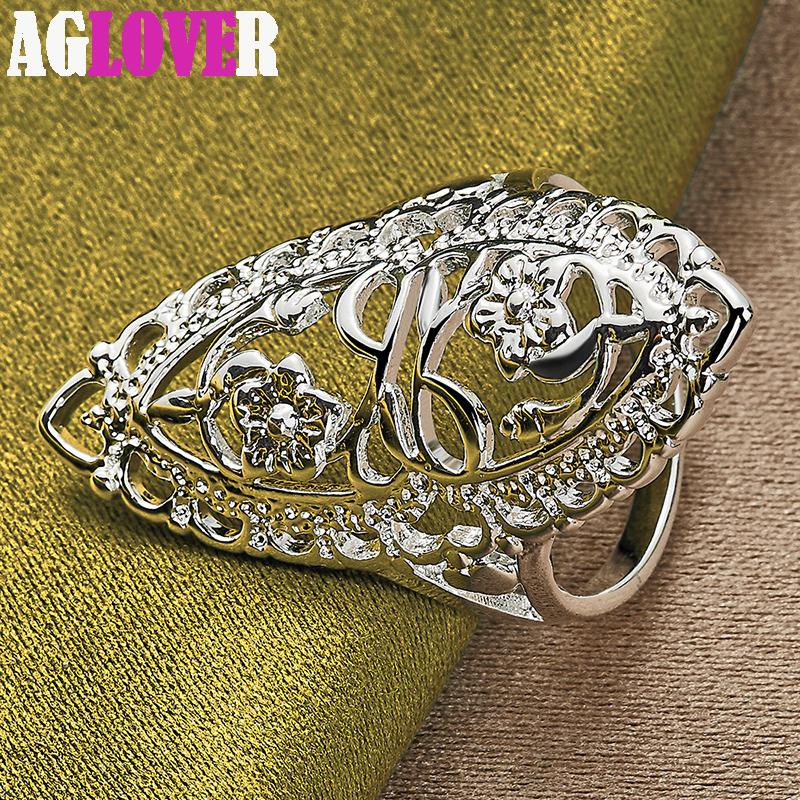 Кольцо из стерлингового серебра 925 пробы с полой резьбой, классические ювелирные изделия