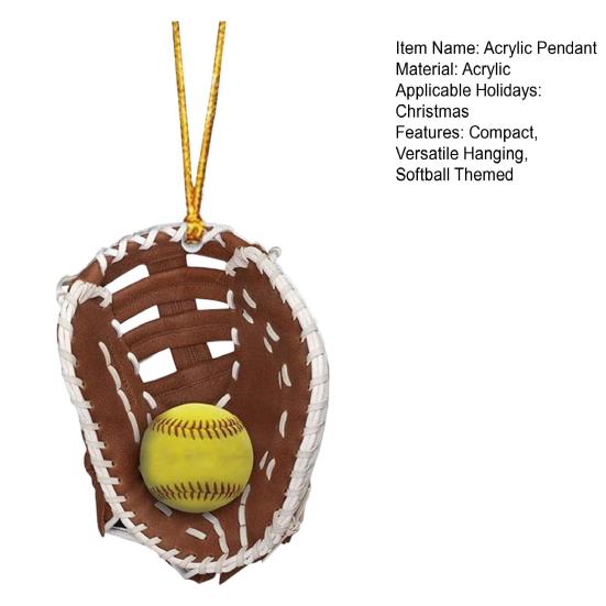 Подвеска в виде перчатки для софтбола, акриловая плоская перчатка для софтбола, украшение на елку в стиле софтбола, подарочное украшение