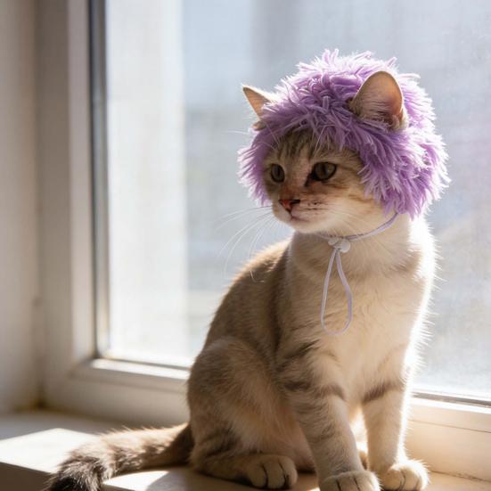 Парик для питомца Шапка Подкладка из дышащей ткани Легкий Забавный Афро прическа Парик для кошки с эластичной лентой-стрейч Регулируемая пряжка Аксессуар для собаки