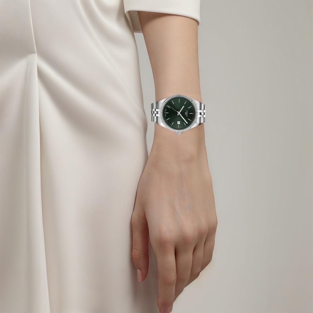 Tissot Коллекция Halo Кварцевый механизм Водонепроницаемость 100 м Унисекс Часы 40 мм Зеленый Циферблат Корпус из нержавеющей стали T156.410.11.091.00