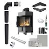 KRATKI LUCY Right Fireplace Insert 12 kW Diameter 200 BLACK Installation Kit