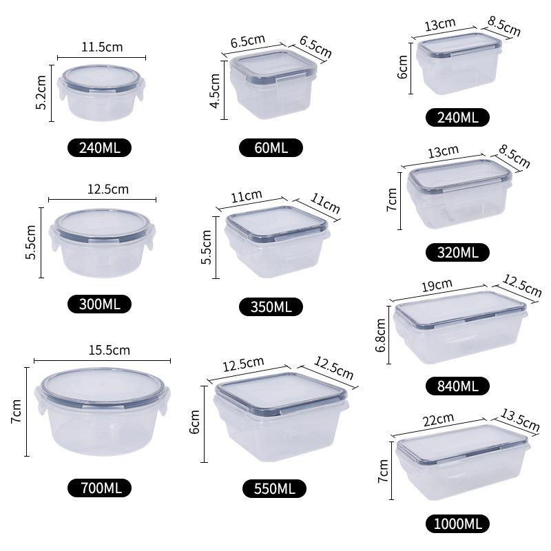 Plastic Sealed Box Set, Kitchen Refrigerator, Transparent Sealed Fresh-keeping Box, Miscellaneous Grain Container, Fresh-keeping Storage Box