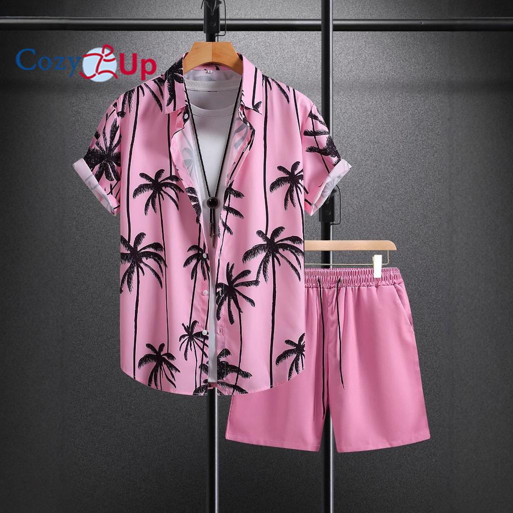 Мужская рубашка с коротким рукавом, озерно-голубая, черная, розовая, в полоску, принтованная, мужская, летняя, повседневная, 2025 г., новинка