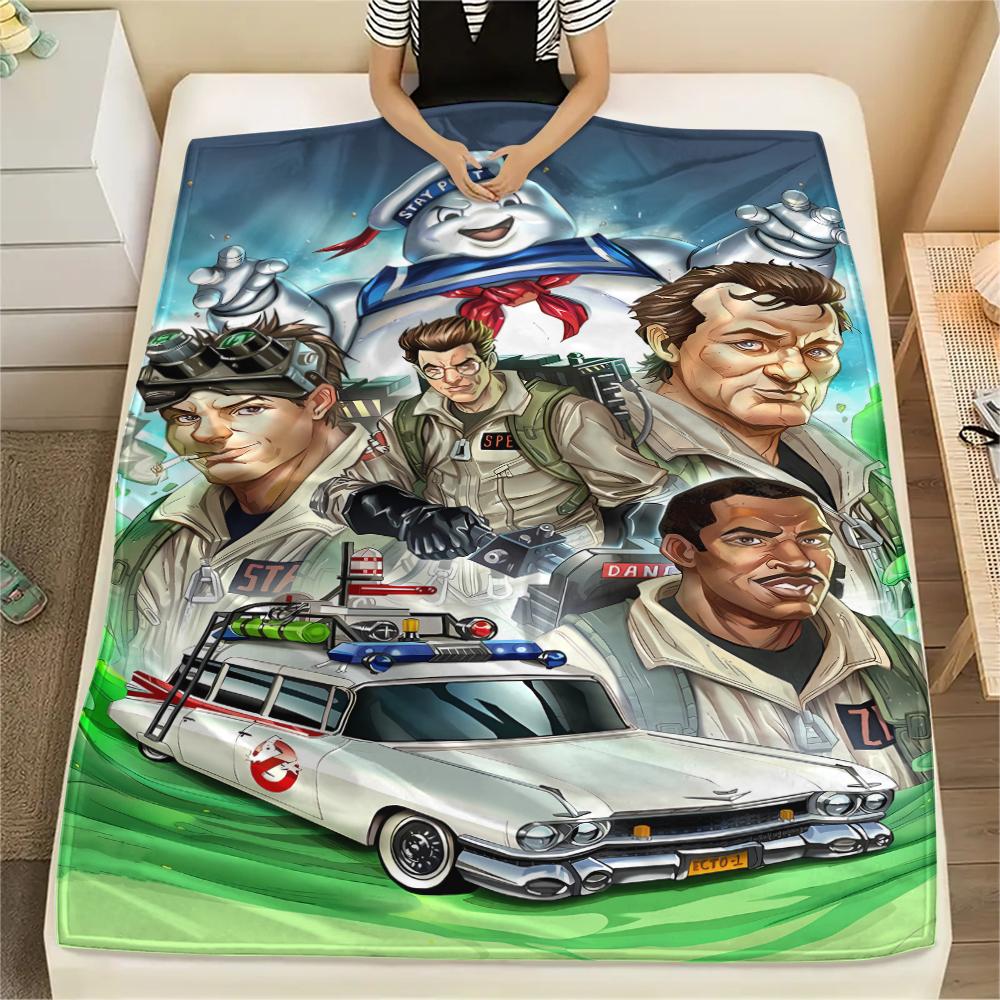 1PC Ghostbusters Print Flannel Blanket, High quality All Seasons, Home Decor, Warmth and Comfort, Perfect for Christmas Gifts