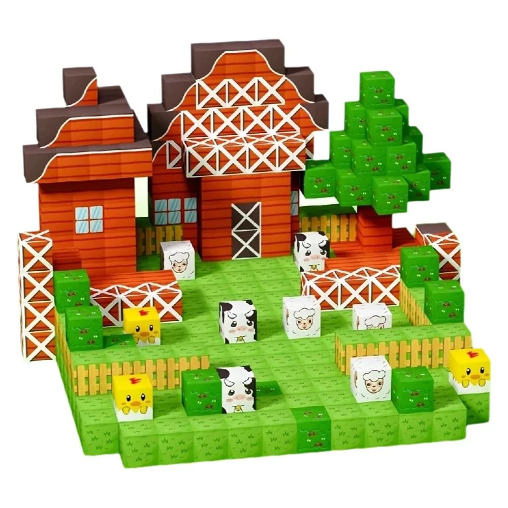 100PCS DIY Magnetic Building Block Set Home-Made Educational Toy Kit for Kids Creative Construction Playset