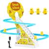 Little Yellow Duck Climb Stairs Toy Electric Track Slide Stairs Roller Coaster Toy With Led Lights