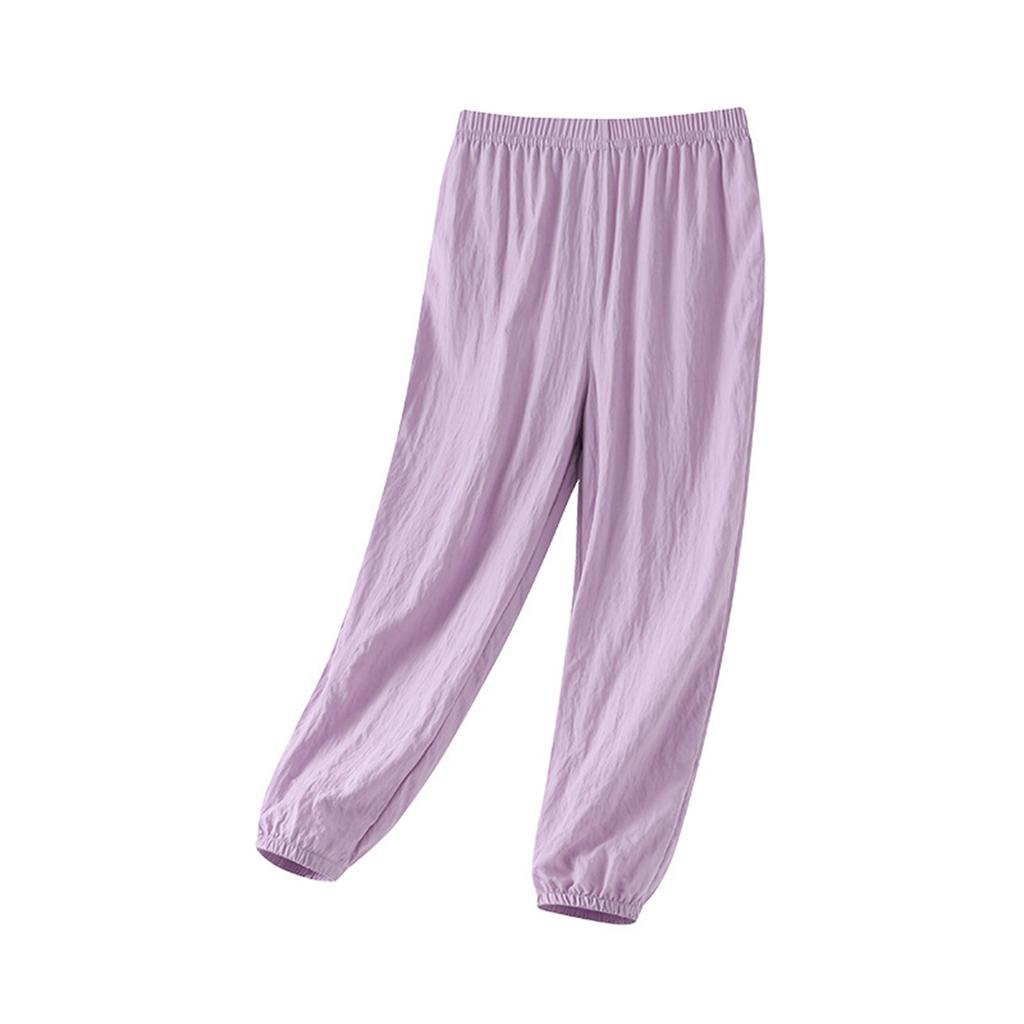 Детские летние свободные брюки от комаров из ледяного шелка для отдыха для детей старшего возраста, прохладные на ощупь, с завязками на щиколотках, тонкие