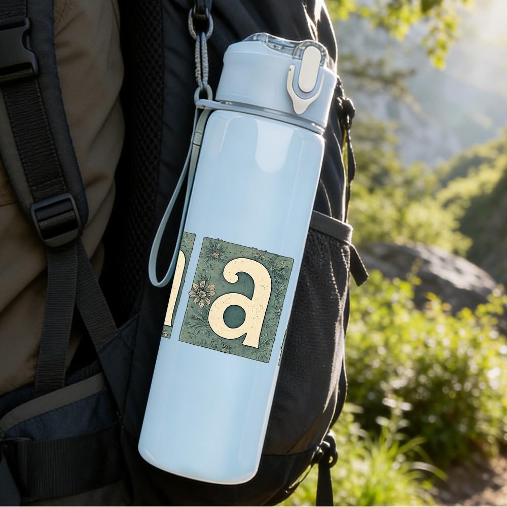 1PC Mama Colorful Block Letter Print 750ml Color Plastic Sports Water Bottle Leakproof Flip Straw Lid Suitable for Sports Office Home Use