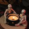 Halloween Candlestick Horror Theme Witch Skull Candle Support,Resin Candle Holder for Coffee Shops and Event