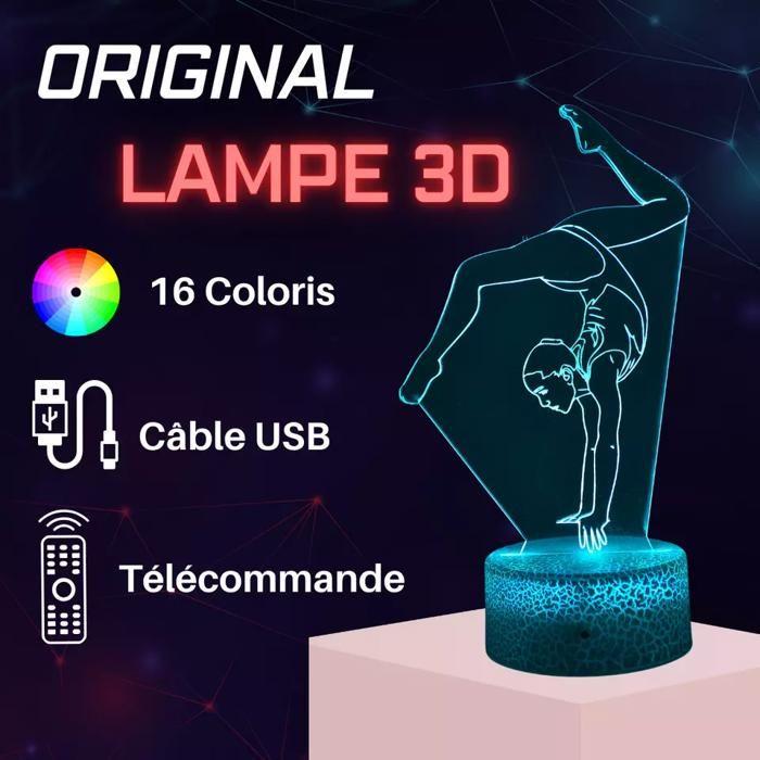 Lampe De Chevet LED 3D - Gym - Veilleuse Tactile - Multicolore - Télécommande - Design Contemporain
