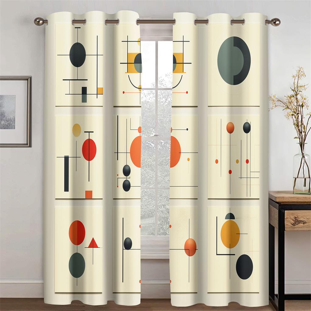 Современные минималистичные шторы с геометрическим цветным линейным узором, декор для детской комнаты, гостиной, спальни, кухни, балкона, 2 панели