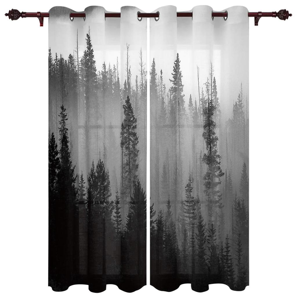 Шторы на окна со снежинками из соснового леса, роскошный декор для гостиной, рождественские шторы для спальни, кухни, оконные шторы