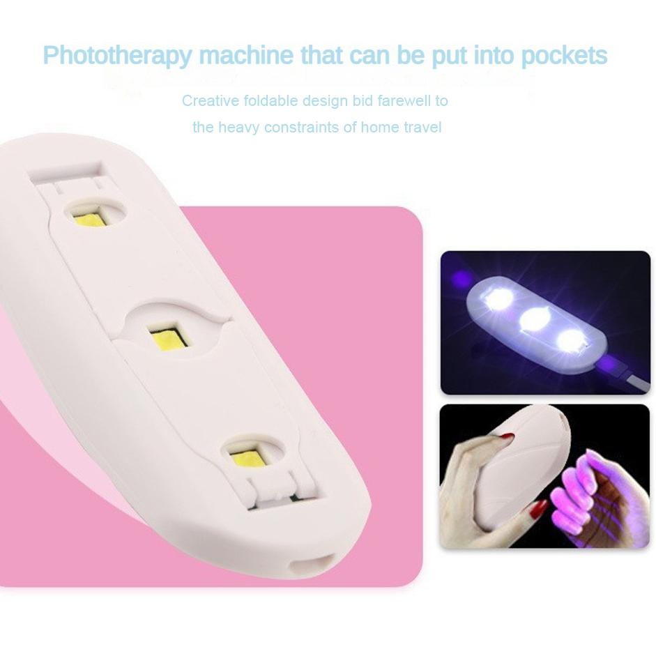 Мини-машина для сушки ногтей Микро УФ-светодиодная лампа Портативная USB-машина для отверждения геля для ногтей Складной лак для ногтей Быстросохнущее освещение 2 скорости