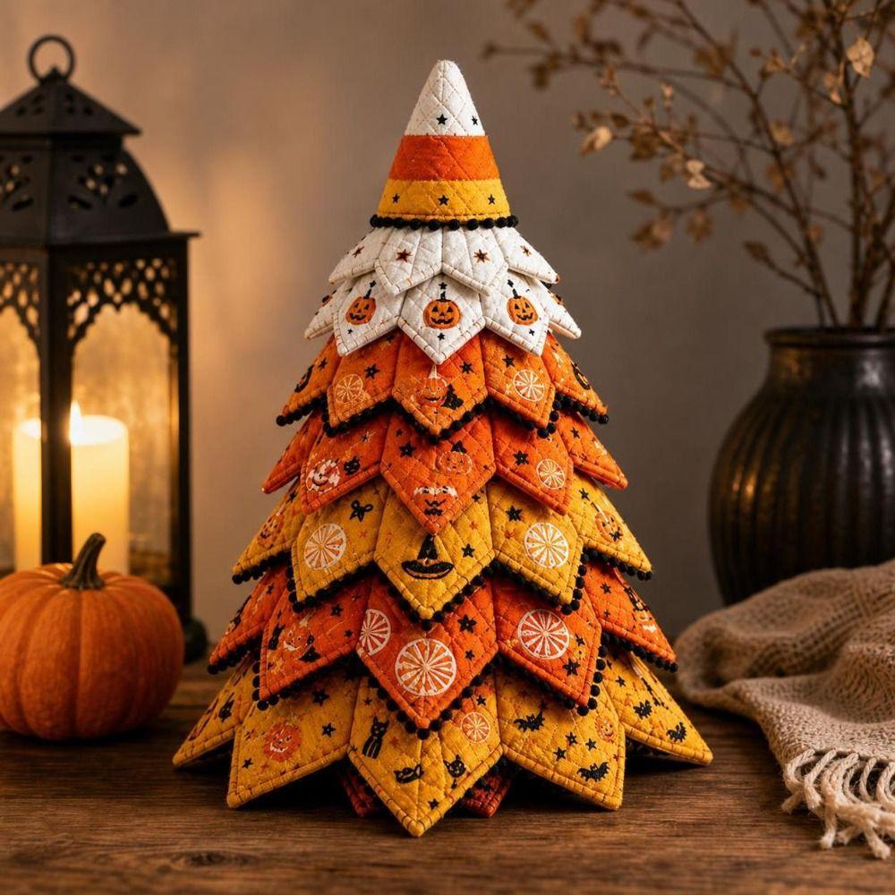 Pumpkin Ghost Halloween Quilted Fabric Tree Kit Hand Sewing Festival Tree Halloween Party