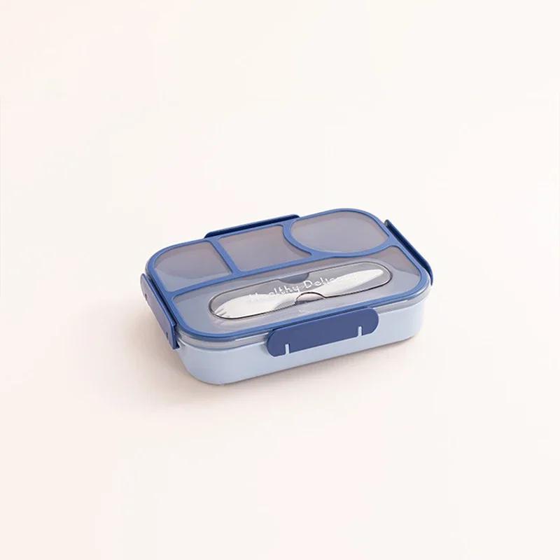 1100 мл 4 сетки ланч-бокс школьная столовая студенческий квадратный ланч-бокс с ложкой и вилкой 2 в 1 столовая посуда герметичная герметичная коробка для бенто