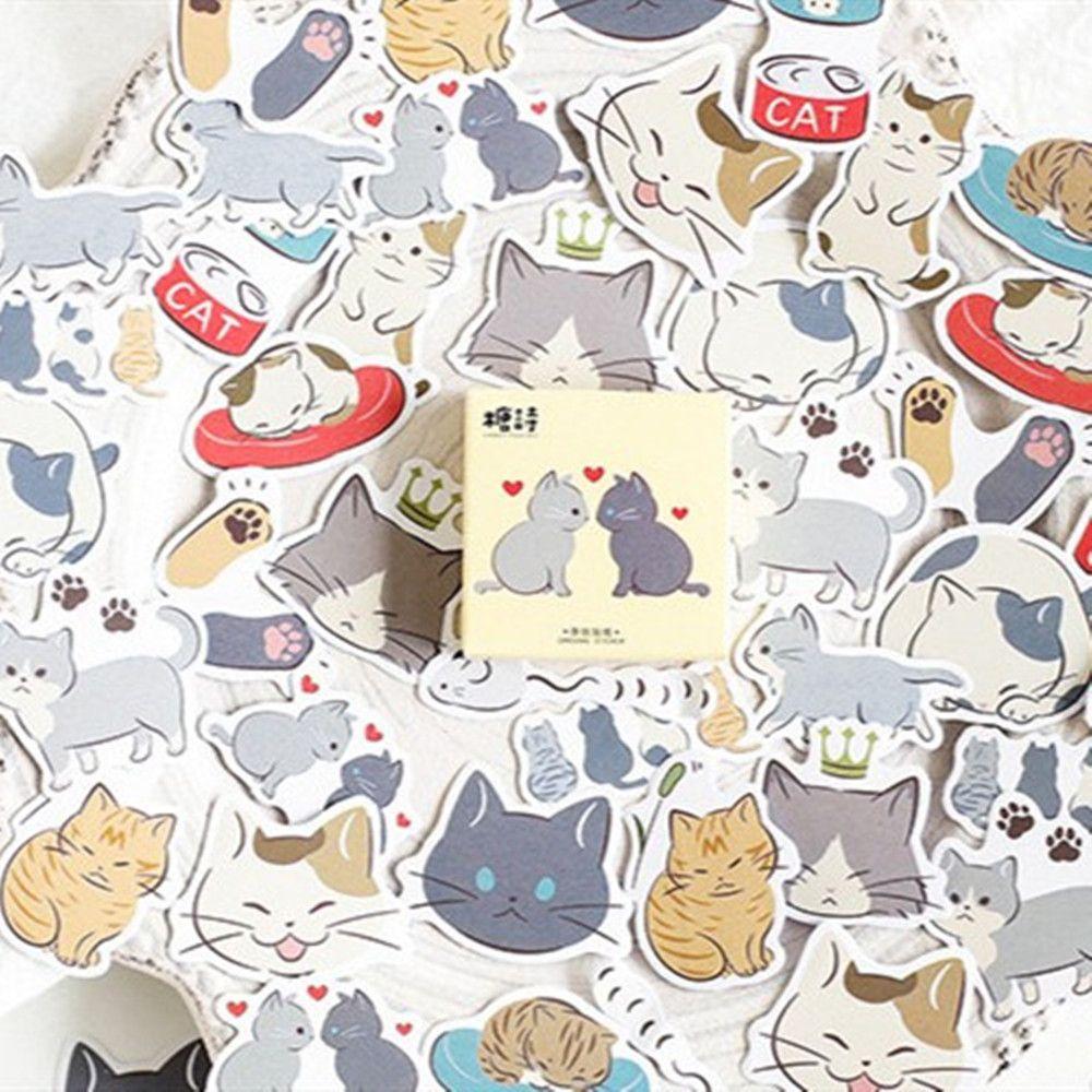 Товары для творчества Сделай сам Скрапбукинг Декоративные наклейки Канцелярские наклейки 45 шт./коробка Дневник кота