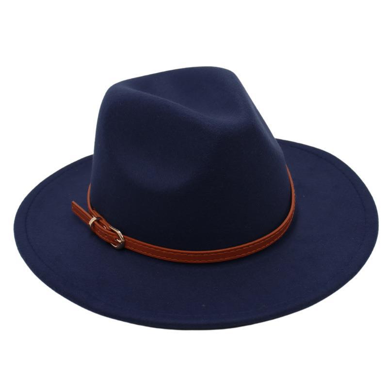 Пряжка для ремня Ностальгическая модель цилиндра Джазовая шляпа Мужская и женская Темпераментная фетровая шляпа Элегантная шерстяная шляпа