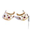 White Enamel Zirconia C-Shape Huggie Earrings for Women Stainless Steel Daily High Quality Chic Jewelry Prevent Allergy