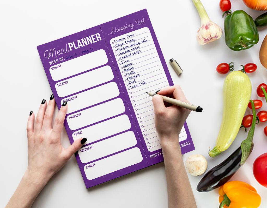 Inkdotpot Weekly Meal Planner Notepad 7"x10 , "Kitchen Menu" Magnetic Meal Planning Pad with Tear Off Grocery S-54 Sheets