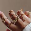 Hand Jewelry Cute Bunny Ear Ring Piece Set Fashion Alloy Love Ring Leaf Girl