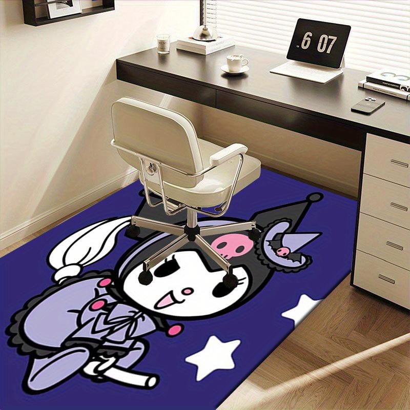 1pc Sanrio Kuromi Mermaid Printed Office Carpet Rectangle Rug Under The Table,Perfect Room Decor for Living Room, Bedroom, Kitchen, Non-slip Floor Mat