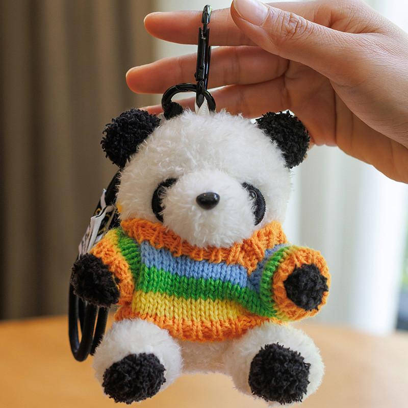 Colorful Panda Plush Keychain With Pp Cotton Filling For Girls And Kids