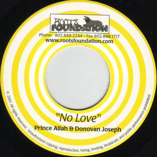 7-дюймовая пластинка PRINCE ALLA DONOVAN JOSEPH No Love RF0703 Roots Foundation 2001 США Регги Ска Даб Б/у