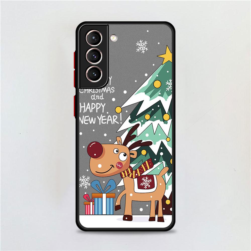 Новогодний матовый чехол для Samsung Galaxy S22 S20 S21 FE S10 S9 Plus S8 Capa Note 20 Ultra 10 Lite Phone Fundas