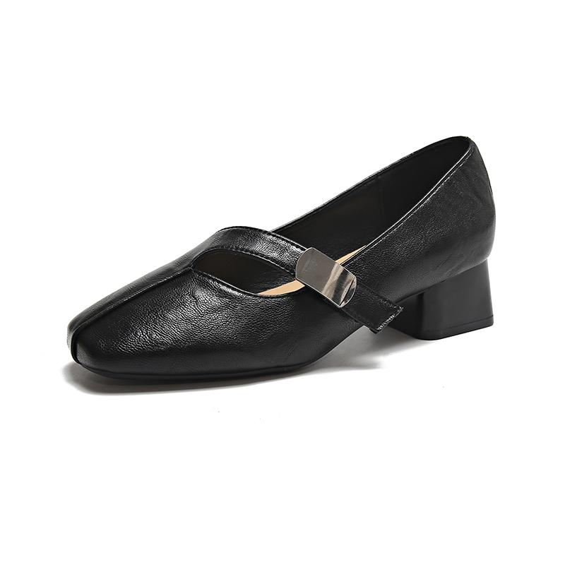 Новые маленькие кожаные туфли с острым носком на маленьком квадратном каблуке, женские элегантные модные модельные туфли на высоком каблуке Zapatos Mujer
