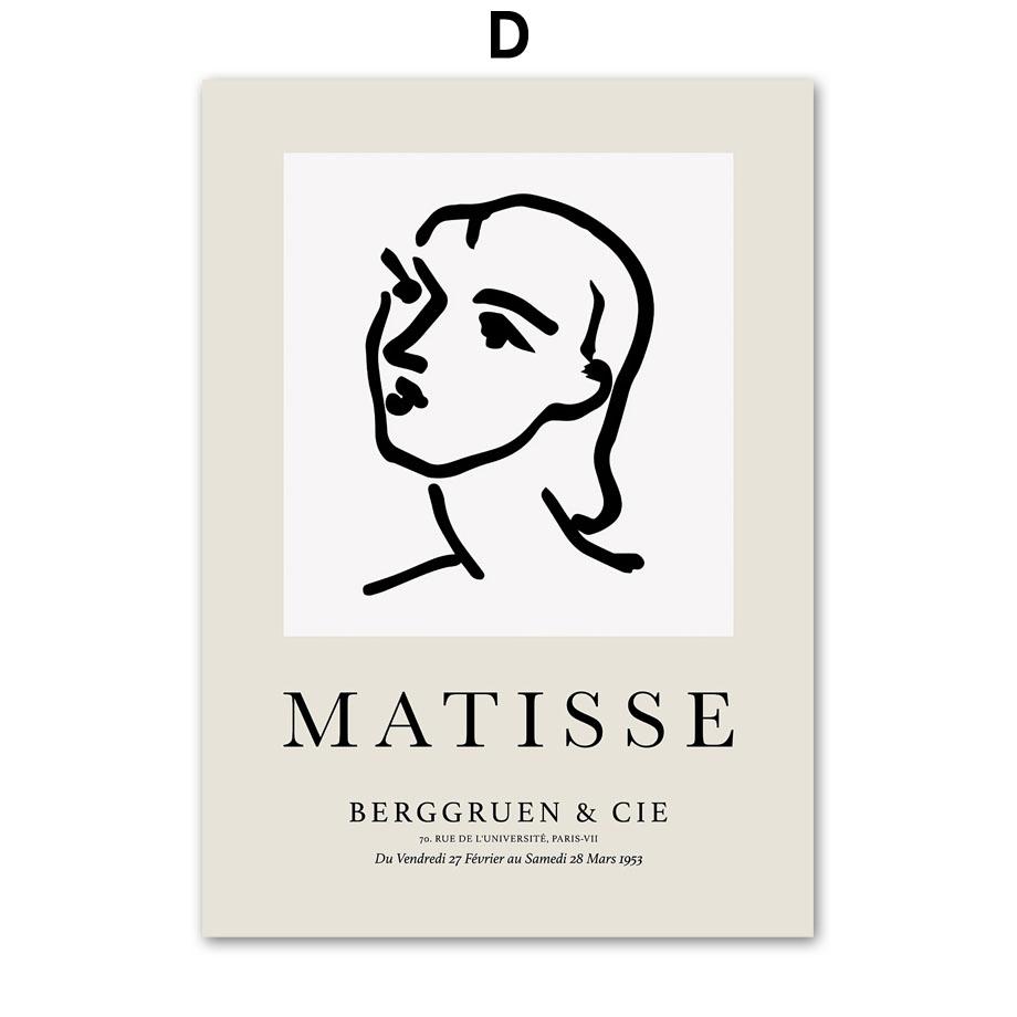 Matisse Line Face Coral Leaf Bird Abstract Posters And Prints Wall Art Canvas Painting Hotel Bar Pictures For Living Room Decor