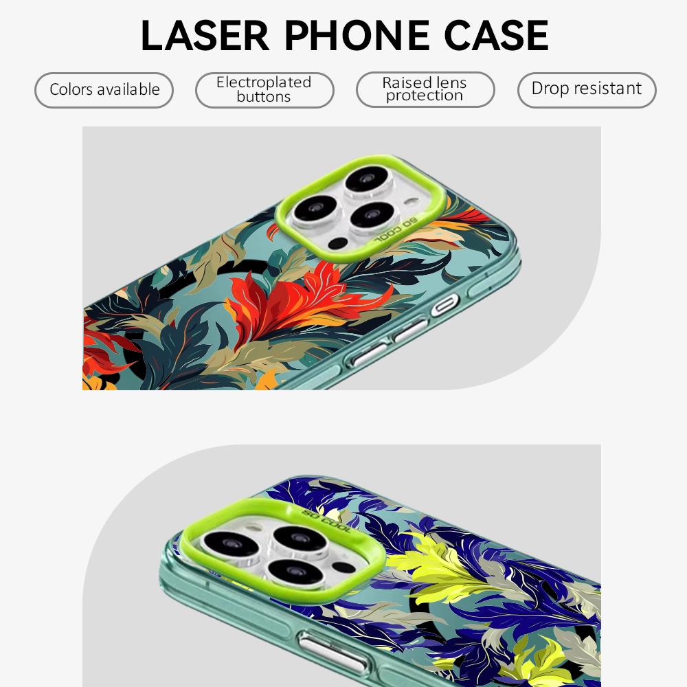 Luxury Fashion Leaves Phone Case For IPhone 17 16 15 14 13 12 11 Pro Max Air Magnetic Matte Laser Metallic Phone Funda