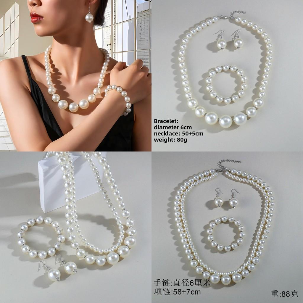 Pearl Jewelry Set With Geometric Pendant For Women And Men
