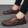 Genuine Leather Man Casual Shoes Handmade Split Leather Loafers Comfortable Mens Slip On Flats Moccasins Outdoor Male Hiking