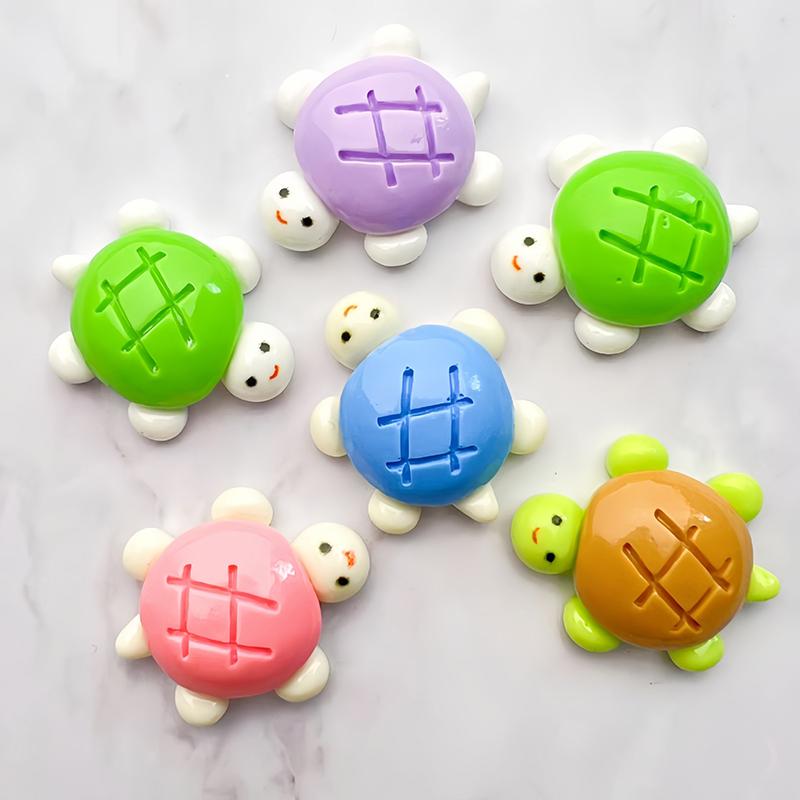 10Pcs Solid-Colored Small Turtle Cartoon Glossy Handmade Diy Resin Accessory Small Ornament