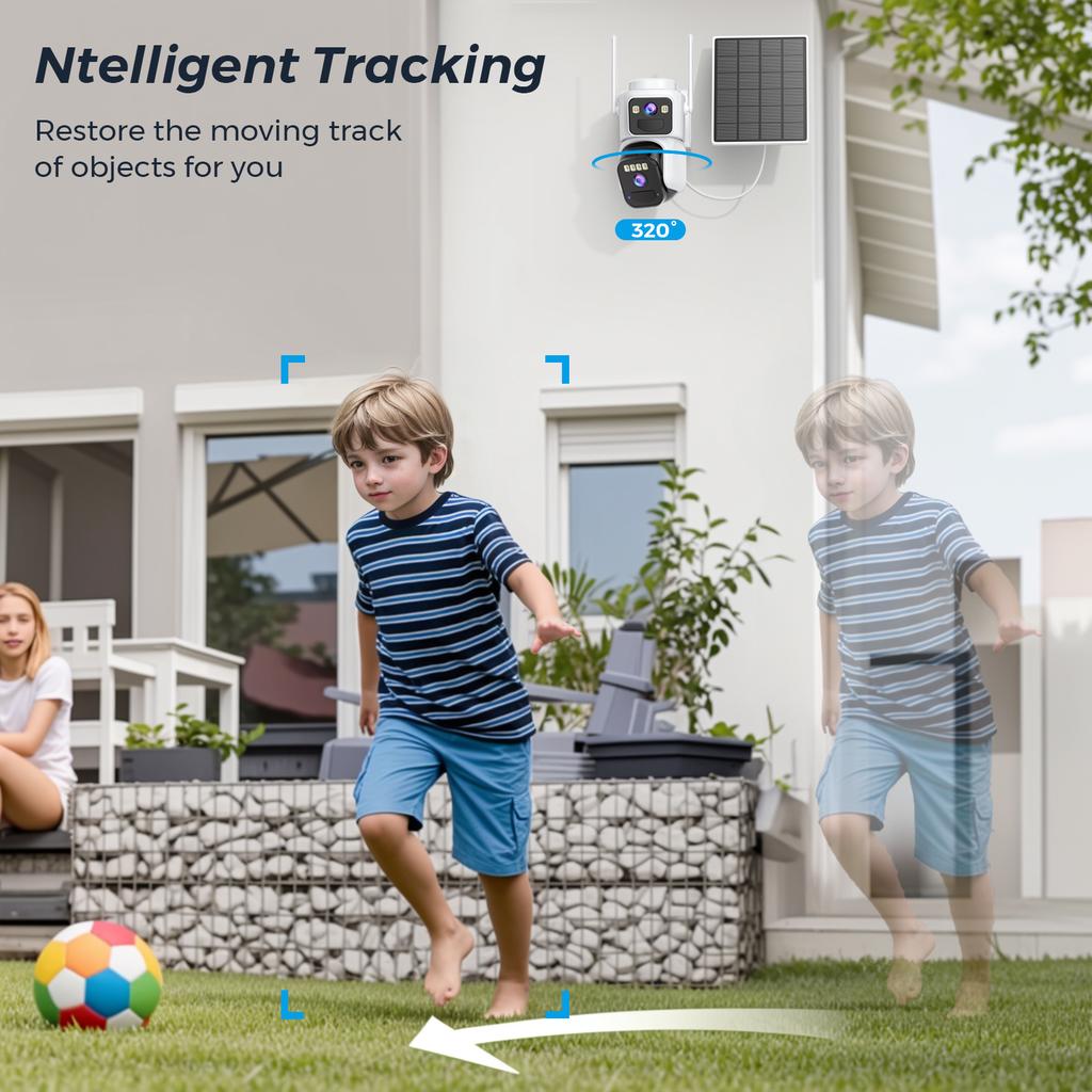 OKAM PRO Security Solar Camera Dual Lens HD 10MP 4G SIM Camera PIR Motion Detection Two-way Intercom Night Vision Outdoor Camera