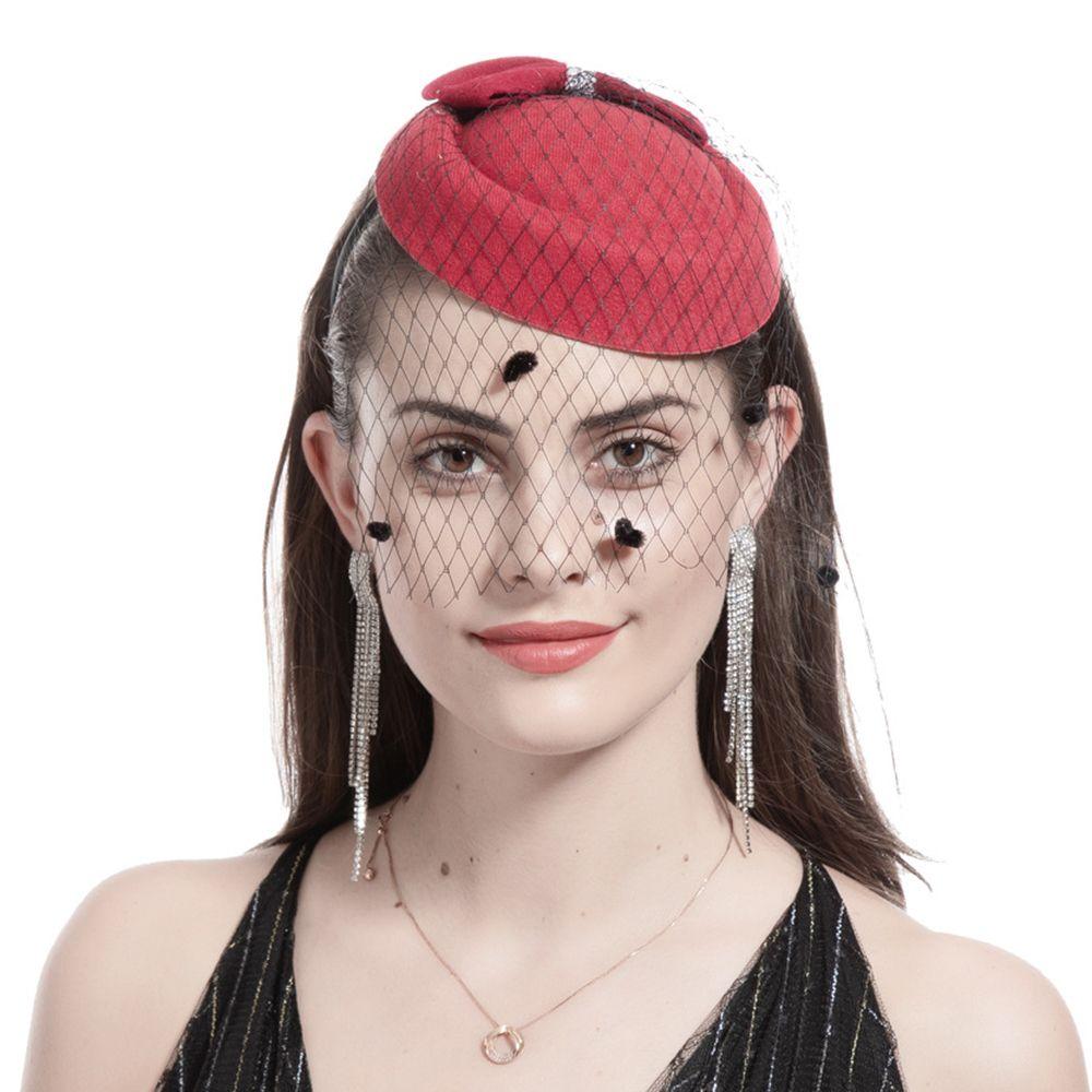 Hats Retro Hairclip Bowknot Veil Bridal Headdress Womens Vintage Hat Fascinator Hair Pillbox Hat