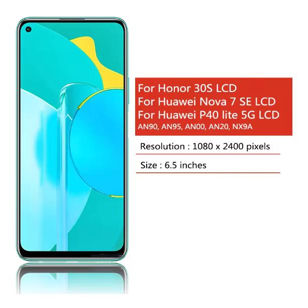 Для Huawei nova 7 SE CDY-AN00 Honor 30S CDY-AN90 P40 Lite 5G CDY-NX9A ЖК-дисплей с сенсорным экраном стеклянная панель в сборе