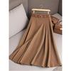 Женская юбка макси А-силуэта, элегантная однотонная расклешенная юбка-зонт с множеством вертикальных складок(Пояс в комплект не входит)