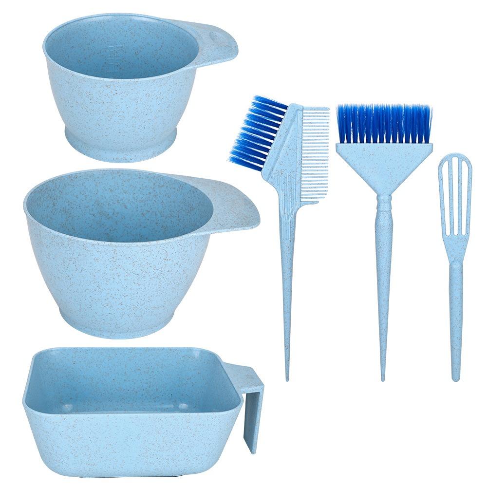 6Pcs 4 Colors Hair Dye Tools Set Hairdressing Mixing Bowl Brush Set for Stylist