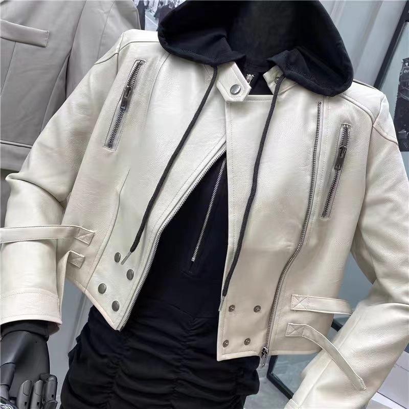 Весенне-осеннее мотоциклетное кожаное пальто, женская новая маленькая модная короткая тонкая куртка из искусственной кожи, модная